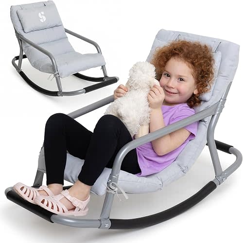 Special Supplies Sensory Rocking Chair for Kids - Comfortable Kids Rocker- Versatile Floor Chair with Soft Fabric and Stability for Playroom, Bedroom, or Nursery (Ages 3+) (Grey)