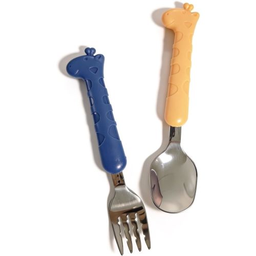 2-Piece Kid Utensils Set, 304 Stainless Steel Kids Fork and Spoon for Self-feeding, Safe Kid Silverware with storage case for School Lunch, Travel & Outdoors, Dishwasher Safe (Purple)