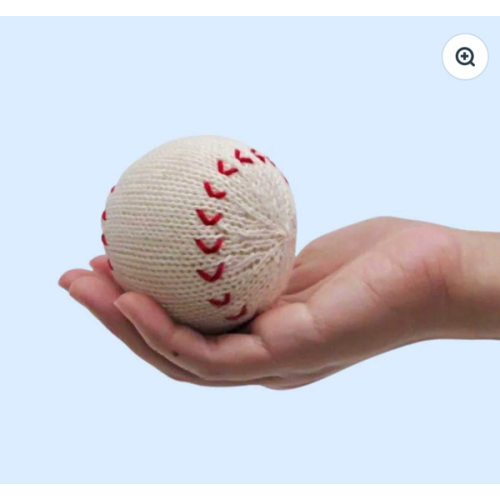 Organic Baseball Rattle Toys, Hand knit | Estella