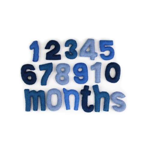 Felt Number Monthly Milestone Set - 0–9 Counting Set - Blue Nursery Decor - Montessori Inspired Learning - Approx. 3” Tall”
