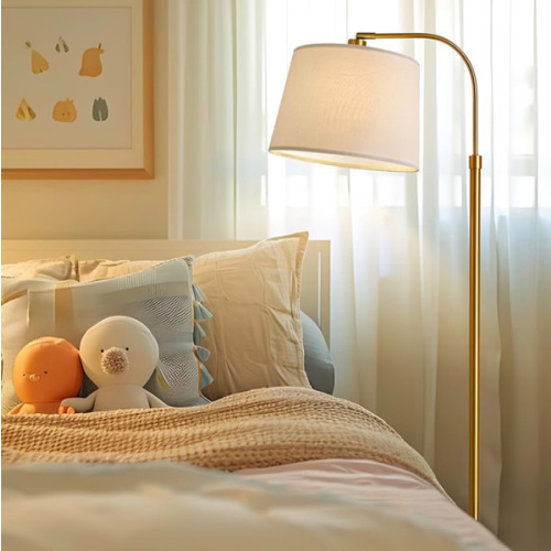 Oneach 62" Arc Floor Lamp for Living Rooms, Gold Tall Standing Lamps with Remote and Stepless Dimmable Bulb, Modern Reading Light for Bedrooms Corner Nursery Kid Office (Bulb Included)