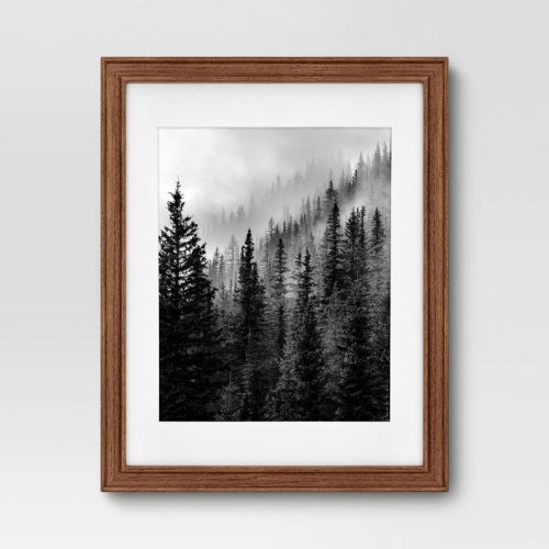 14" x 18" Matted to 11" x 14" Wood Wall Frame Midtone Woodgrain - Threshold™: Traditional Style, MDF, Glass Glazing
