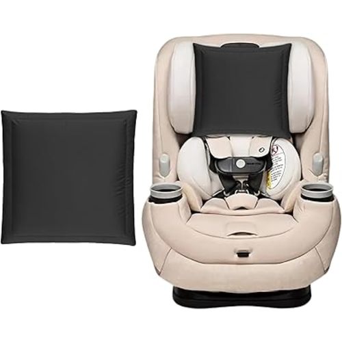 PROMEED 100% Mulberry Silk Baby Car Seat Headrest Cover, Natural Silk Carseat Head Cover for Bald Spots and Hair Knots, Soft & Breathable Head Rest Covers for Infant Carseat (Black)