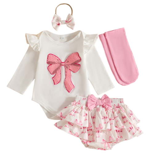 Karoyedx Baby Girls' Dresses Baby Girls Outfit Romper Tulle Tutu Skirt Bow Party Clothes Set White Size,3-6 Months