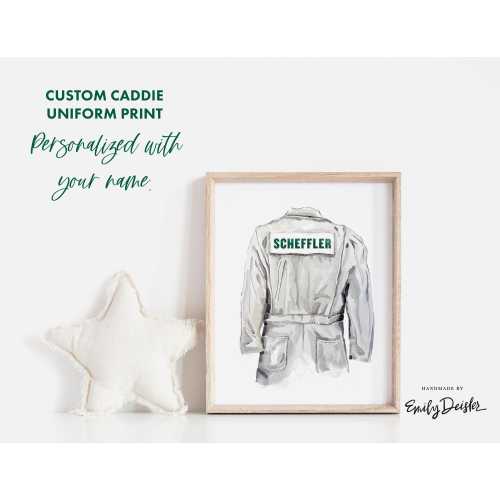 Golf Nursery Art | Watercolor Golf Custom Green Masters Caddie Uniform | Boy Nursery Art Print | Dad Gift for Him | Golf Nursery Wall Decor