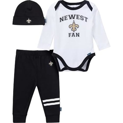 Gerber NFL Baby Boys 3 Piece Onesie Bodysuit, Active Pant and Cap Set