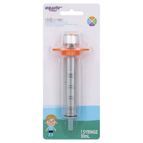 Equate Children's Medical Dosing Oral Syringe, 10 mL Capacity, Plastic Liquid Dose