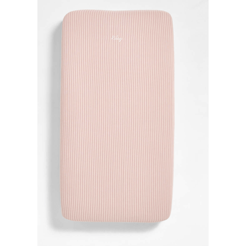 Supersoft Lilac Rose Striped 100% Organic Cotton Gauze Baby Crib Fitted Sheet