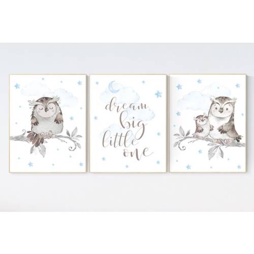Nursery decor boy owls, owl nursery, nursery wall art boy, owl print nursery, owl print baby, baby nursery decor, baby room decor boy