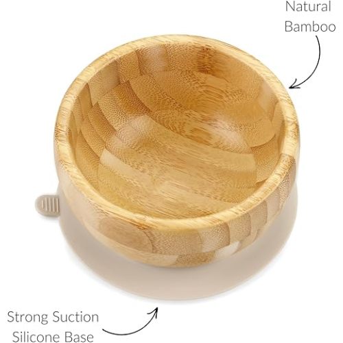 PandaEar Baby Bamboo Suction Bowl with Silicone Spoon