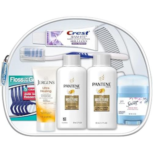 Convenience Kits International Women's Deluxe 10 Piece Kit with Travel Size TSA Compliant Essentials Featuring: Pantene Hair Products in Reusable Toiletry Zippered Bag