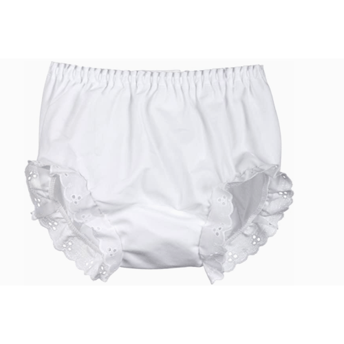 White Double Seated Diaper Cover Panty w/ Eyelet Trim by Zsa Zsa & LoLLi