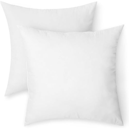 Amazon Basics Square Hypoallergenic Down Alternative Pillow Insert, Machine Washable, Softness and Support, 20 inch, 2-Pack