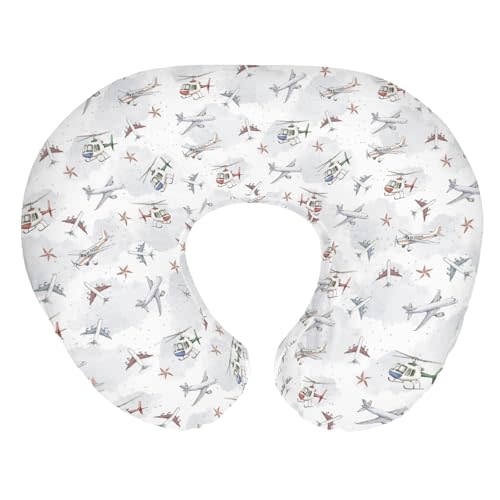 Vintage Planes Airplanes Helicopters Nursing Pillow Covers for Boy Girl Planes Models Aircraft Nursing Slipcovers for Breastfeeding Pillows Plane Stars Clouds Soft Stretchy Covers for Newborn Infant