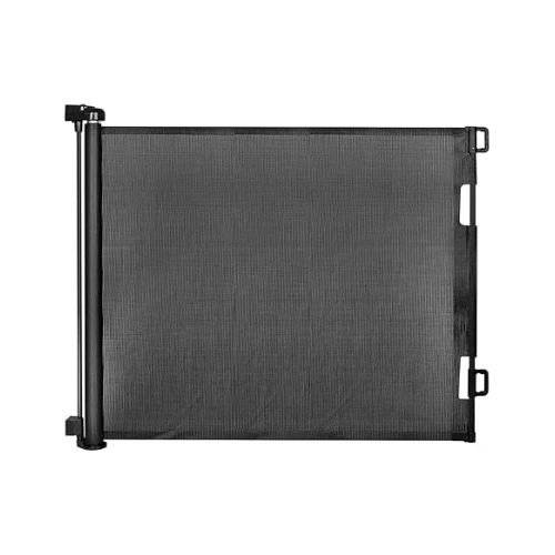 Retractable Baby Gate for Doorways and Stairs, Mesh Safety Gate for Pet, Indoor & Outdoor Use, One-Hand Operation, Easy Installation, 33.6" Tall, Expands to 55" Wide(Black,33.6"x55"