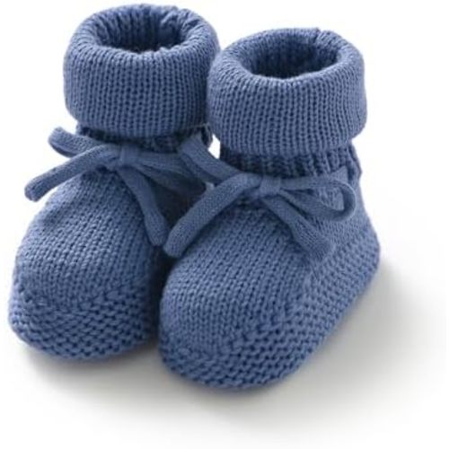 Hadetoto Newborn Baby Booties Cotton Knit Shoes Soft Cozy First Wakers Warm Booties for Toddler Infant Girl Boy