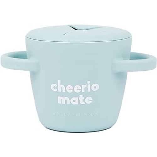 Snack Cups for Toddlers by Bella Tunno, Silicone Spill Proof Food Container with Lid, Babies & Kids 6-12 Months, Cheerio Mate