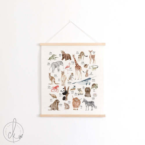 Animal Alphabet Poster | Canvas Wall Hanging for Classroom Decor