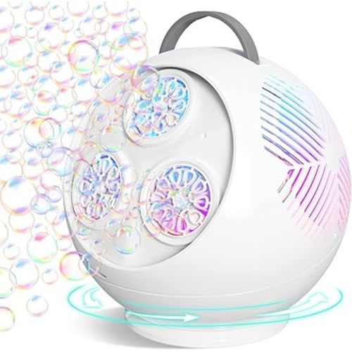 Bubble Machine with LED Light, Rechargeable - Spherical White (3+)