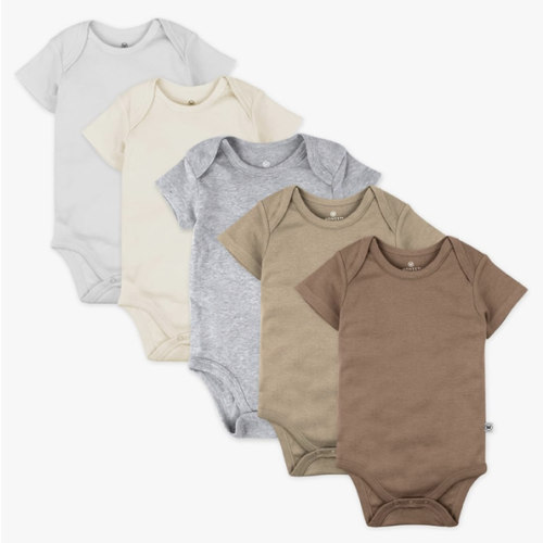 HonestBaby Baby 5-pack 100% Organic Cotton Short Sleeve One-piece Bodysuit