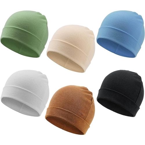 DRESHOW BQUBO 6 Pack Baby Beanie Hats for Unisex Infant Toddler Cotton Beanie Newborn Hospital Hat for Boys Girls 0-6 Months