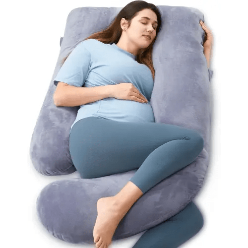 Momcozy Pregnancy Pillows for Sleeping, U Shaped Full Body Maternity Pillow with Removable Cover - Support for Back, Legs, Belly, HIPS for Pregnant Women, 57 Inch Pregnancy Pillow for Women, Grey