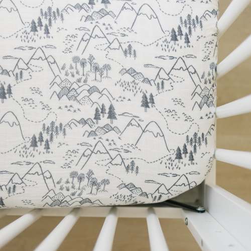 Mebie Baby Summit Muslin Fitted Crib Sheet - Soft & Breathable 100% Cotton - Mountain Adventure Nursery – Project Nursery