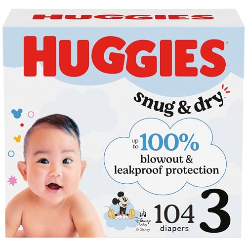 Huggies Size 3 Diapers, Snug & Dry Baby Diapers, Size 3 (16-28 lbs), 104 Count, Packaging May Vary