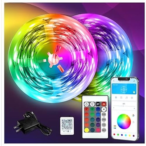 DAYBETTER LED Strip Lights 130ft Lights Strip for Bedroom, Desk, Indoor Room Bedroom Brithday Gifts RGB Decor with Remote and 24V Power Supply