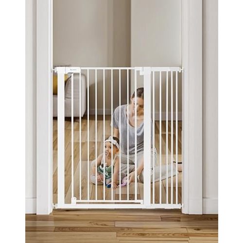 COMOMY 42" Extra Tall Baby Gate for Stairs, Fits 29.5" to 40.6" Openings