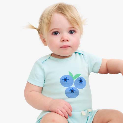 Organic short sleeve blueberry babysuit | Primary.com