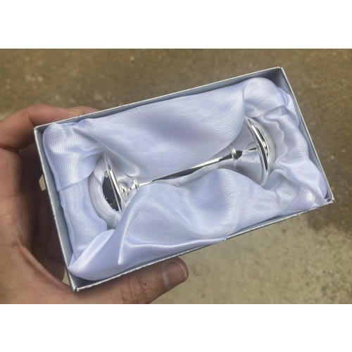 Personalized Silver Plated Baby Rattle, Engraved Keepsake Gift