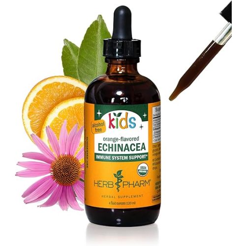 Herb Pharm Kids Certified-Organic Alcohol-Free Echinacea Glycerite Liquid Extract, 4 oz