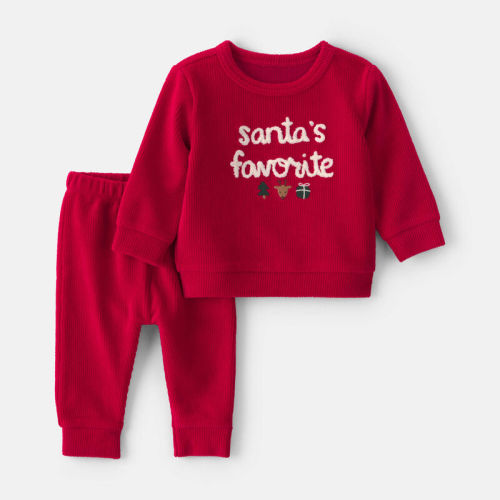 Baby 2-Piece 'Santa's Favorite' Long-Sleeve Top & Pant Set - Red | Carter’s Oshkosh Canada