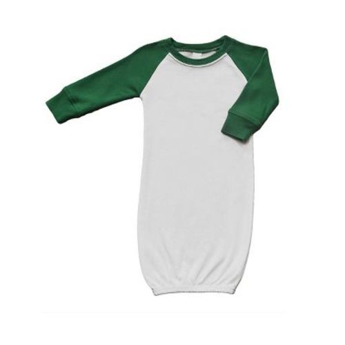 MONAG Long Sleeve Raglan Baby Gown White/Kelly Green 3-6 m