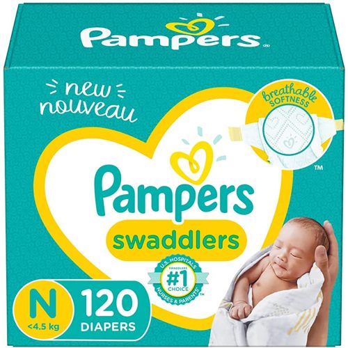 Diapers Newborn/Size 0 (< 10 lb), 120 Count - Pampers Swaddlers Disposable Baby Diapers, Giant Pack (Packaging May Vary)