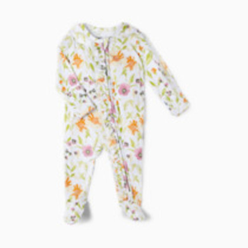 Tiny Kind Bamboo Viscose Ruffle 2-Way Zip Footie - Wild Flower, 3-6