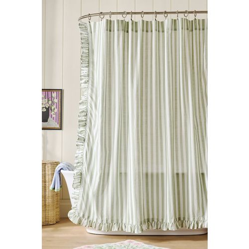 Maeve Organic Cotton Ruffled Stripe Shower Curtain
