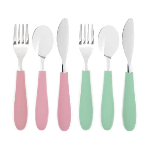 Kids Stainless Steel Spoon + Fork + Knife with Silicone Handle (4 years+) | 6 pieces