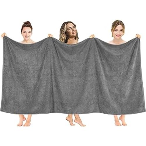 American Soft Linen Oversized Bath Sheet 40x80 Extra Large for Bathroom, 600 GSM 100% Cotton Turkish Jumbo Bathsheet Towels for Adults, Dark Gray Bath Sheet