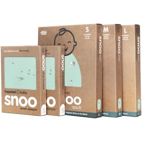 Happiest Baby The Big Bundle 100% Organic Cotton - Includes 3 SNOO Sacks and 2 SNOO Bassinet Fitted Sheets (Teal)