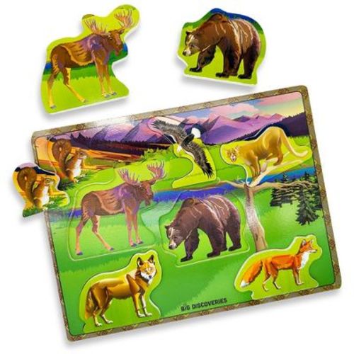 Wooden Puzzle by Big Discoveries - Montessori Toy for Toddlers Ages 2+ (Forest Animals)
