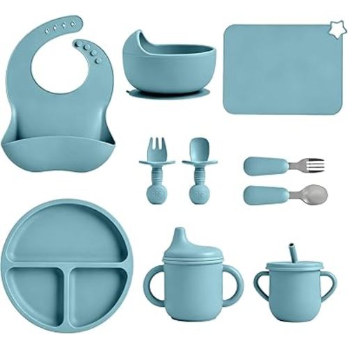 Silicone Baby Feeding Set 10 Pcs, Baby feeding essentials