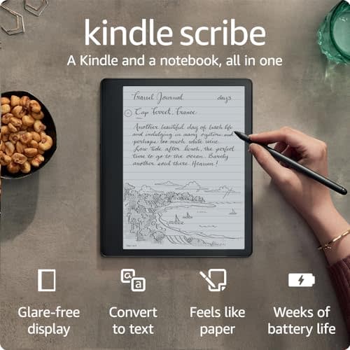 Amazon Kindle Scribe (32 GB) - 10.2” 300 ppi Paperwhite display, a Kindle and a notebook all in one, convert notes to text and share, includes Premium Pen