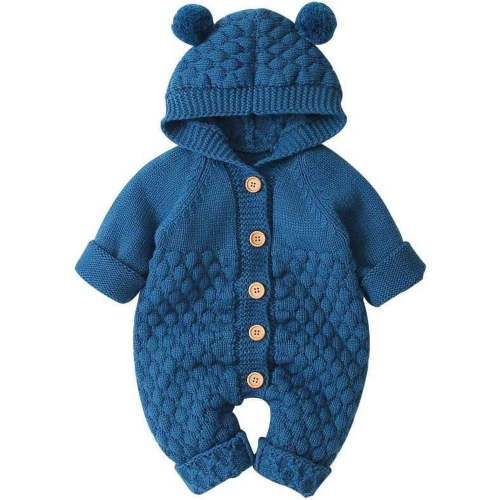 NANAHuang Boys Girls Bodysuit Knit Winter Coat Infant Hooded Boy Jumpsuit Baby Outerwear Warm Infant Newborn Romper