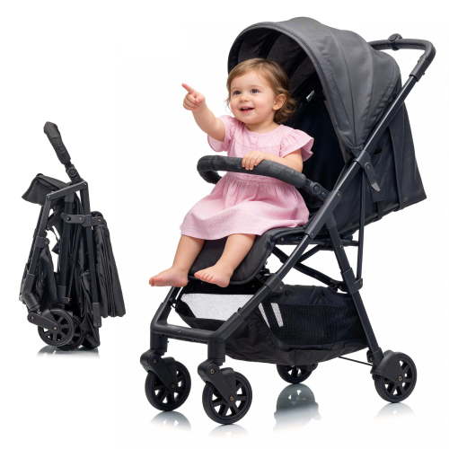 Baby Stroller,Ultra-Lightweight One-Hand Fold Stroller (6 Months-3 Years), Multi-Position Recline Seat , UPF50+ Canopy with Rain Cover, All-Terrain Shock-Absorbing Wheels, Large Storage Basket