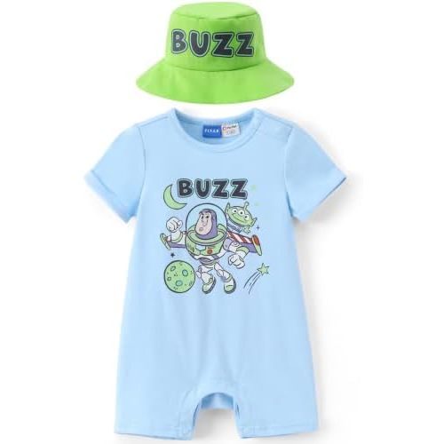 Disney Baby Boy's 2-Piece Romper and Sun Hat Outfit Set Newborn to Infant