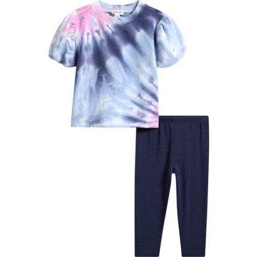 Tie Dye Puff Sleeve Fleece Sweatshirt & Leggings Set, 18-24M