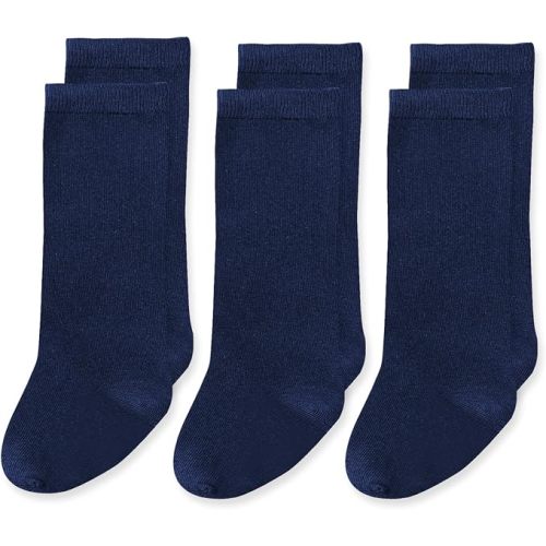 EPEIUS Baby Knee High Socks Seamless Baby Socks Solid Cotton Stockings for Boys/Girls 0-3/3-6/6-12/12-24 Months 3 Pack
