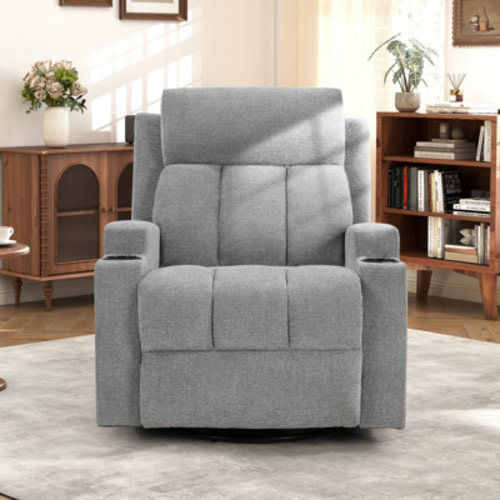 Red Barrel Studio® 33" Wide Massage Swivel Glider Recliner with Heat Function & Cup Holders & Reviews | Wayfair